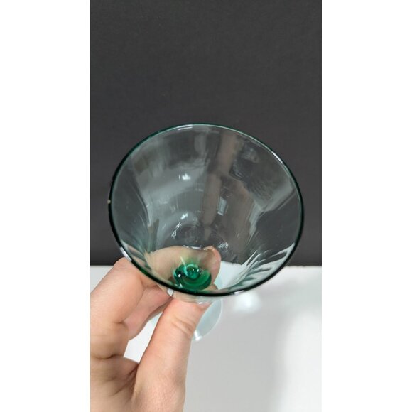 Vaseline Uranium Green Depression Glass Optic Panel Stemware Cocktail Glass - Picture 9 of 16